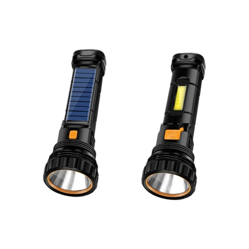 Solar LED Flashlight with Power Bank