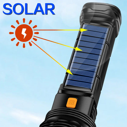Solar LED Flashlight with Power Bank