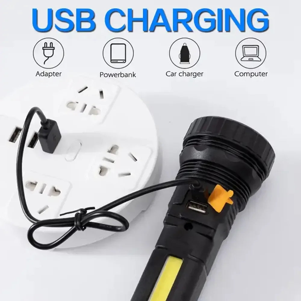 Solar LED Flashlight with Power Bank