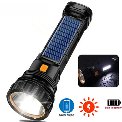 Solar LED Flashlight with Power Bank