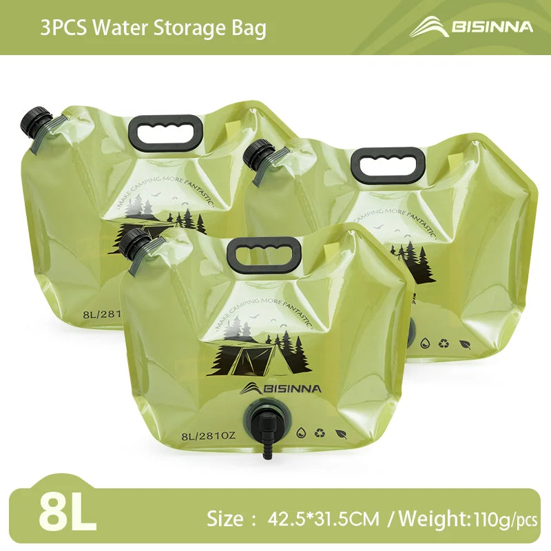 BSWOLF Outdoor Mini Folding Water Bag Camping 8L Large Capacity Portable Water Bag Thickened Soft Food Grade Water Storage Bag