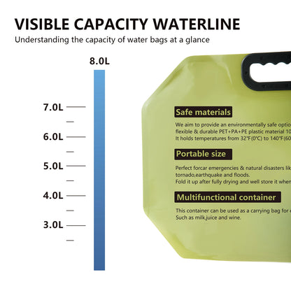 BSWOLF Outdoor Mini Folding Water Bag Camping 8L Large Capacity Portable Water Bag Thickened Soft Food Grade Water Storage Bag